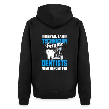 Chemise de technicien dentaire amusante – Heroes of the Dentist - Veste à capuche bio Premium Unisexe - noir - Dos - Nico (187cm)