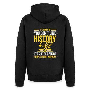 Histoire – Un passe-temps pour les esprits intelligents - Veste à capuche bio Premium Unisexe - noir - Dos - Nico (187cm)