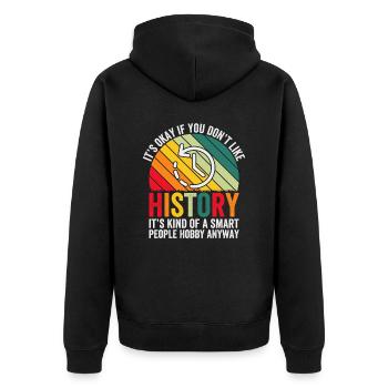 Histoire – Un passe-temps pour les esprits intelligents - Veste à capuche bio Premium Unisexe - noir - Dos - Nico (187cm)