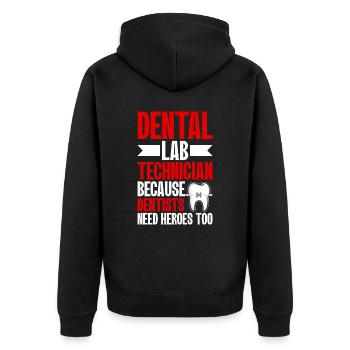 Chemise de technicien dentaire amusante – Heroes of the Dentist - Veste à capuche bio Premium Unisexe - noir - Dos - Nico (187cm)