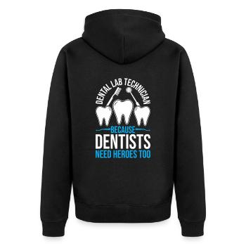 Chemise de technicien dentaire amusante – Heroes of the Dentist - Veste à capuche bio Premium Unisexe - noir - Dos - Nico (187cm)