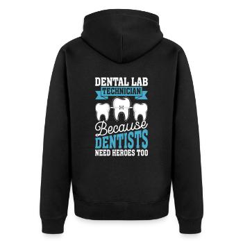 Chemise de technicien dentaire amusante – Heroes of the Dentist - Veste à capuche bio Premium Unisexe - noir - Dos - Nico (187cm)