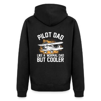 Papa pilote – Comme un papa normal, mais en plus frais - Veste à capuche bio Premium Unisexe - noir - Dos - Nico (187cm)