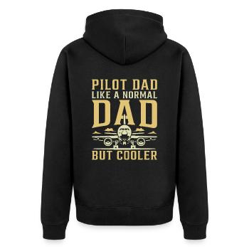 Papa pilote – Comme un papa normal, mais en plus frais - Veste à capuche bio Premium Unisexe - noir - Dos - Nico (187cm)