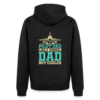 Papa pilote – Comme un papa normal, mais en plus frais - Veste à capuche bio Premium Unisexe - noir - Dos - Nico (187cm)