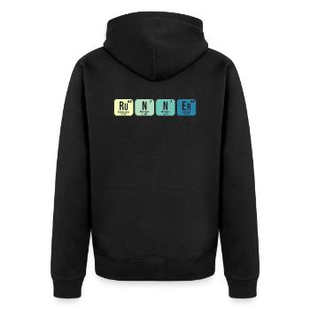 Runner Periodic Table Chart - Unisex Premium Organic Zip Hoodie - black - Back - Nico (187cm)