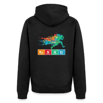 Runner Periodic Table Chart - Unisex Premium Organic Zip Hoodie - black - Back - Nico (187cm)