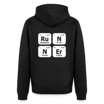Runner Periodensystem Grafik - Unisex Premium Bio Zip Hoodie - Schwarz - Hinten - Nico (187cm)
