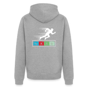 Runner Periodic Table Chart - Unisex Premium Organic Zip Hoodie - heather grey - Back - Nico (187cm)