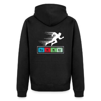Runner Periodensystem Grafik - Unisex Premium Bio Zip Hoodie - Schwarz - Hinten - Nico (187cm)