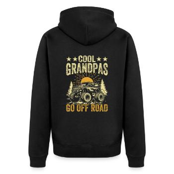 Cool grandpas drive off-road - Unisex Premium Organic Zip Hoodie - black - Back - Nico (187cm)