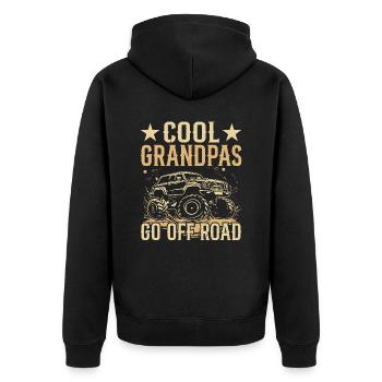 Cool grandpas drive off-road - Unisex Premium Organic Zip Hoodie - black - Back - Nico (187cm)