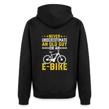 Don't underestimate an old man on an e-bike - Unisex Premium Organic Zip Hoodie - black - Back - Nico (187cm)