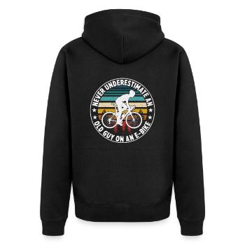 Don't underestimate an old man on an e-bike - Unisex Premium Organic Zip Hoodie - black - Back - Nico (187cm)