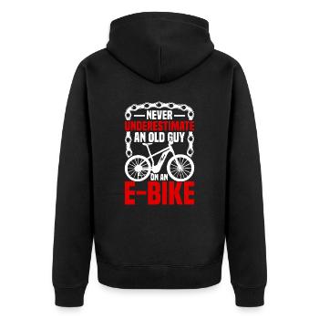 Drôle de pagaie e-bike faisant du vélo - Veste à capuche bio Premium Unisexe - noir - Dos - Nico (187cm)