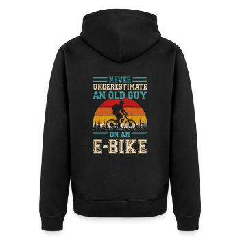 Don't underestimate an old man on an e-bike - Unisex Premium Organic Zip Hoodie - black - Back - Nico (187cm)