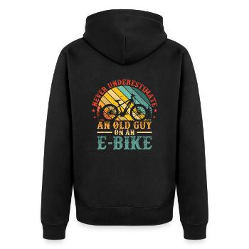 Don't underestimate an old man on an e-bike - Unisex Premium Organic Zip Hoodie - black - Back - Nico (187cm)