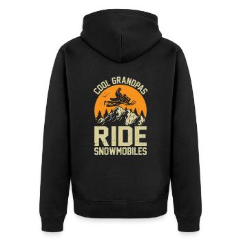 Coole Opas fahren Schneemobile - Unisex Premium Bio Zip Hoodie - Schwarz - Hinten - Nico (187cm)