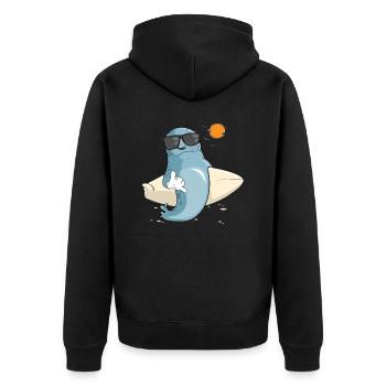 Phoque avec des lunettes de soleil - Créature marine cool sur une photo - Veste à capuche bio Premium Unisexe - noir - Dos - Nico (187cm)