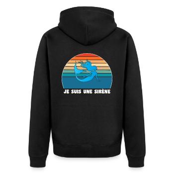 Kleine Meerjungfrau Humor - Unisex Premium Bio Zip Hoodie - Schwarz - Hinten - Nico (187cm)