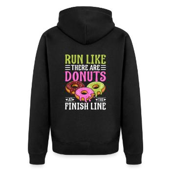 Lustiges Laufshirt Donut Motivation Joggen Sport - Unisex Premium Bio Zip Hoodie - Schwarz - Hinten - Nico (187cm)