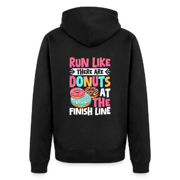 Lustiges Laufshirt Donut Motivation Joggen Sport - Unisex Premium Bio Zip Hoodie - Schwarz - Hinten - Nico (187cm)