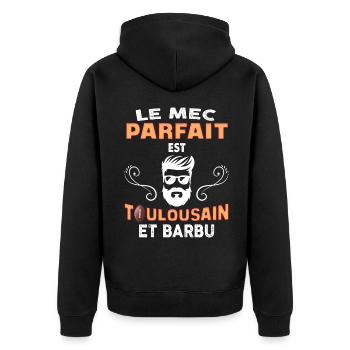 Mac Toulousain Et Parfait - Veste à capuche bio Premium Unisexe - noir - Dos - Nico (187cm)