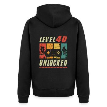 Gamer Fête ses 40 ans Cadeau Niveau 40 débloqué - Veste à capuche bio Premium Unisexe - noir - Dos - Nico (187cm)