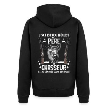 Pere et chasseur de sanglier - Veste à capuche bio Premium Unisexe - noir - Dos - Nico (187cm)