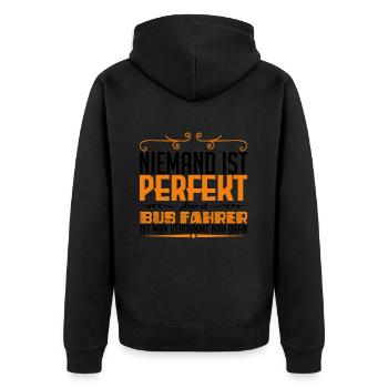 Lustiges Busfahrer Shirt Niemand Perfekt - Unisex Premium Bio Zip Hoodie - Schwarz - Hinten - Nico (187cm)