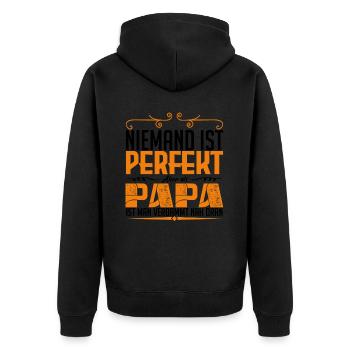 perfekt dad - Unisex Premium Bio Zip Hoodie - Schwarz - Hinten - Nico (187cm)