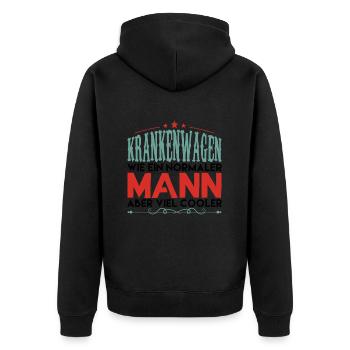 krankenwagen wie ein normaler mann aber viel coole - Unisex Premium Bio Zip Hoodie - Schwarz - Hinten - Nico (187cm)