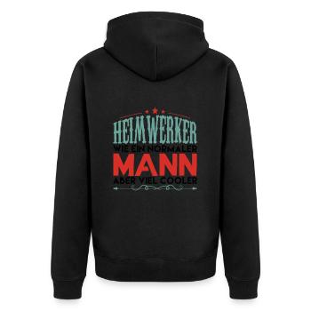 heimwerker aber viel cooler - Unisex Premium Bio Zip Hoodie - Schwarz - Hinten - Nico (187cm)