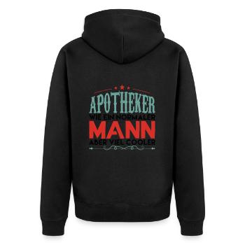 apotheker | apotheker aber viel cooler !! - Unisex Premium Bio Zip Hoodie - Schwarz - Hinten - Nico (187cm)