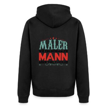 maler aber viel cooler ! - Unisex Premium Bio Zip Hoodie - Schwarz - Hinten - Nico (187cm)