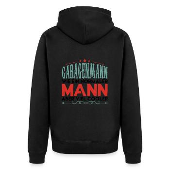 Valentines Garagenmann Mechaniker ! - Unisex Premium Bio Zip Hoodie - Schwarz - Hinten - Nico (187cm)