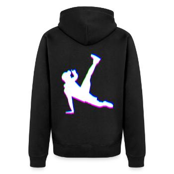 Trippy Breakdancer - Unisex Premium Bio Zip Hoodie - Schwarz - Hinten - Nico (187cm)
