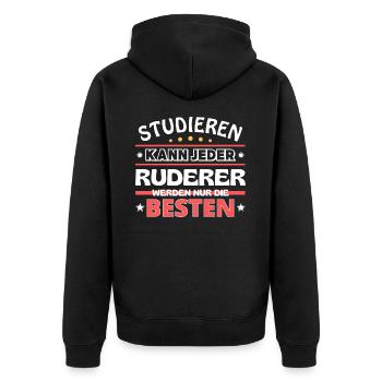 Nur die Besten werden Ruderer - Unisex Premium Bio Zip Hoodie - Schwarz - Hinten - Nico (187cm)