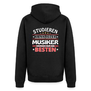 Nur die Besten werden Musiker - Unisex Premium Bio Zip Hoodie - Schwarz - Hinten - Nico (187cm)