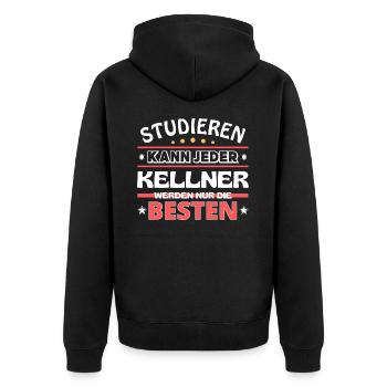 Nur die Besten werden Kellner - Unisex Premium Bio Zip Hoodie - Schwarz - Hinten - Nico (187cm)