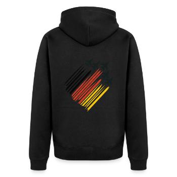 Deutscher Jetpilot Flieger Jet Pilot Düsenflieger - Unisex Premium Bio Zip Hoodie - Schwarz - Hinten - Nico (187cm)