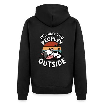 Draußen ist es viel zu volkstümlich Lustiger Humor Kuh - Unisex Premium Bio Zip Hoodie - Schwarz - Hinten - Nico (187cm)