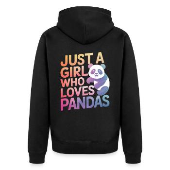 Pandabär Panda Tier Pandas - Unisex Premium Bio Zip Hoodie - Schwarz - Hinten - Nico (187cm)
