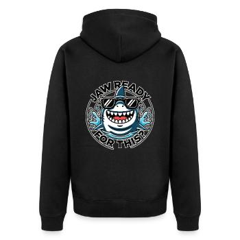 La mâchoire est prête pour ça ? Jeu de mots amusant sur l’amateur de requins - Veste à capuche bio Premium Unisexe - noir - Dos - Nico (187cm)