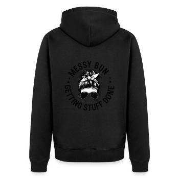 Unordentliches Brötchen Dinge erledigen Humor Putzen - Unisex Premium Bio Zip Hoodie - Schwarz - Hinten - Nico (187cm)