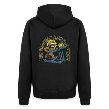 I Run Because i Really Like Tacos Sloth - Unisex Premium Organic Zip Hoodie - black - Back - Nico (187cm)