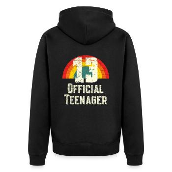Offizieller Teenager 13. Geburtstag Vintage Regenbogen - Unisex Premium Bio Zip Hoodie - Schwarz - Hinten - Nico (187cm)
