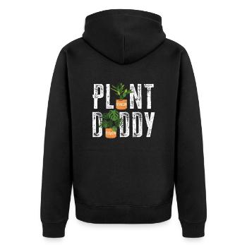 Funny Plant Lover Dad - Plant Daddy Gardener - Unisex Premium Organic Zip Hoodie - black - Back - Nico (187cm)