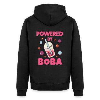 Boba Bubble Tea Liebhaber Niedlicher Kawaii-Stil Angetrieben Von - Unisex Premium Bio Zip Hoodie - Schwarz - Hinten - Nico (187cm)