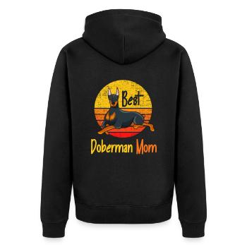 Best Doberman Mom Ever Funny Vintage Doberman Dog - Unisex Premium Organic Zip Hoodie - black - Back - Nico (187cm)